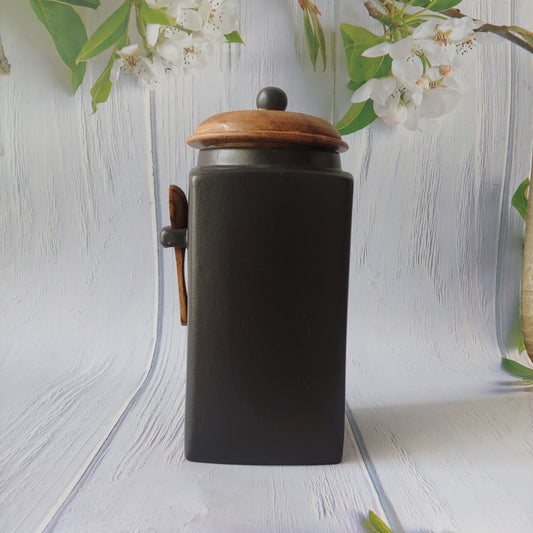 Sleek Ebony Black Airtight Ceramic Storage Jar 1kg