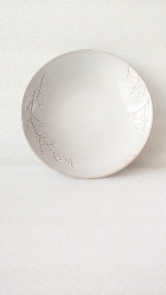 White Floral Ceramic pasta plate set of 2
