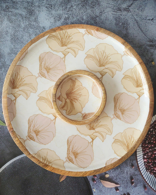 White And Gold Wooden platter