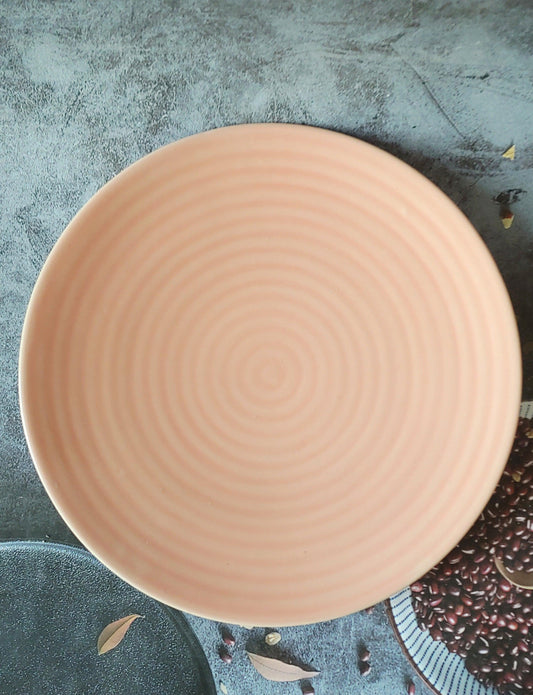 Rippled Pink Quarter Ceramic Plate Set of 2