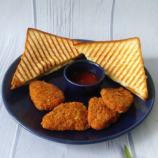 Blue Ceramic Platter with Chutney Bowl