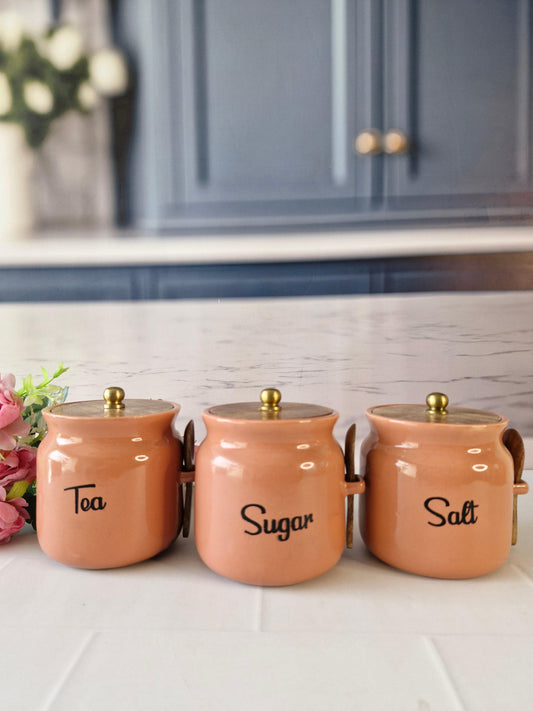 Sip Sip Caddy Airtight Matka Solid Ceremic Tea, Sugar,Salt, Canisters 500ml