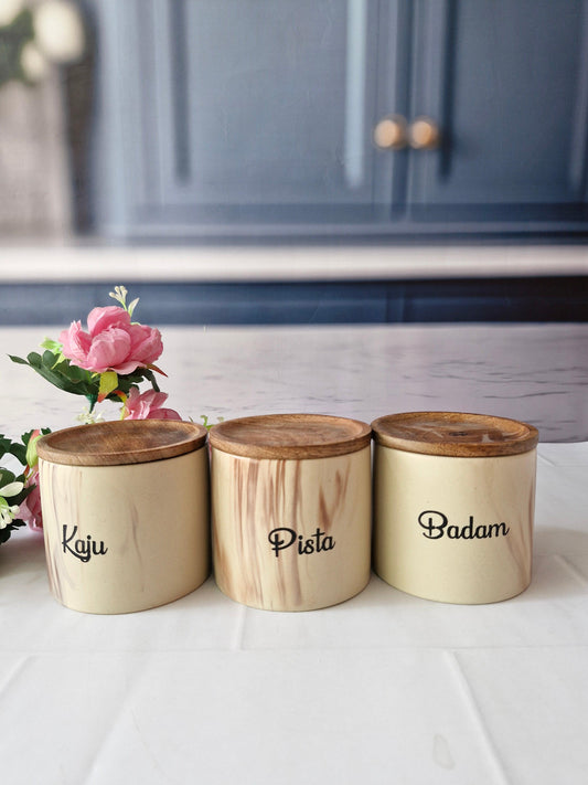Chocolaty Nut Nest Ceramic Almond, Cashew, and Pistachio StorageJar