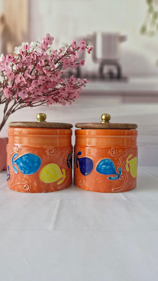 Painted Dreams Handcrafted Designs with Love Retreat (1/2 kg) Airtight Jars for Spices & Cookies