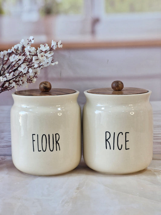 Baker's Best Airtight Matka Solid Ceramic Rice and Flour Canisters (2kg)