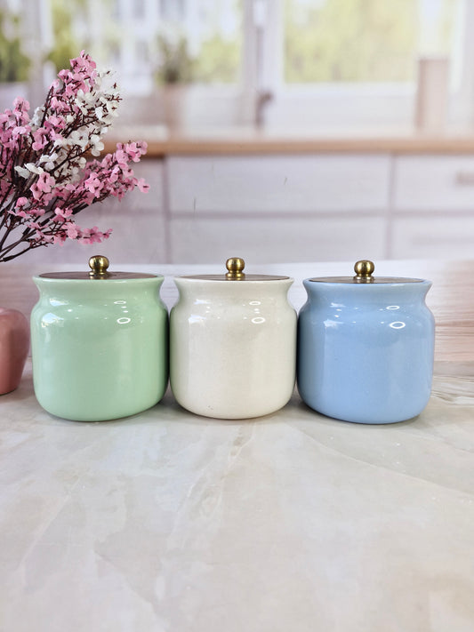 Multiple Colour Sweet Home Airtight Matka Solid Ceremic Canisters (500ml)