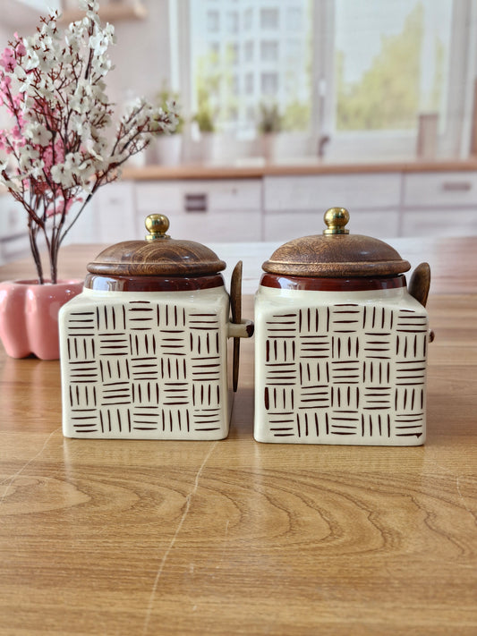 Water Lily Designs with Love Retreat (1/2 kg) Airtight Square Jars with spoon