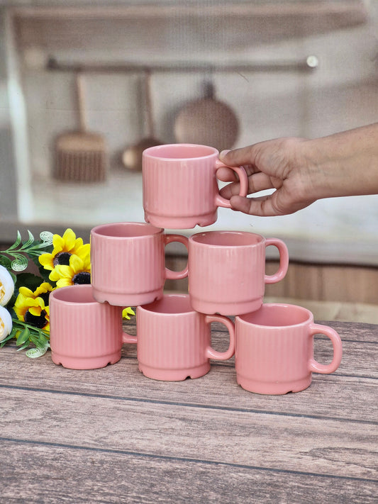 Blush Pink Stackable Ceramic Tea Cups Set's