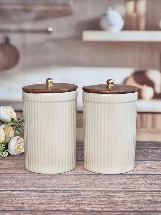 The Daylight Ivory Kitchen Storage Ceramic Canister Jars Set