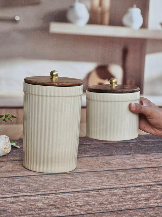Morden Delight Ivory Kitchen Storage Ceramic Canister Jars Set