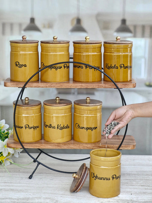 Flavorful Kitchen Companions Dal Airtight Ceramic Container Ring Pipe Jar - Malayalam