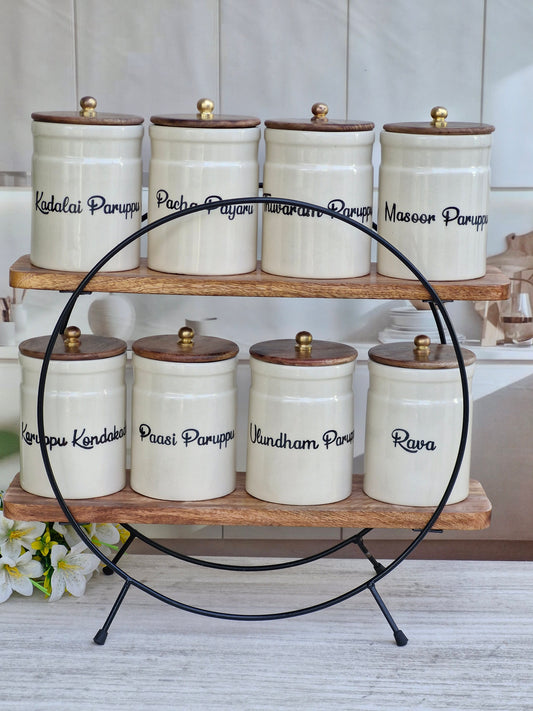 Global Flavor Fusion Paruppu Delight Airtight Ceramic Ring Pipe (1kg) Jar - Tamil