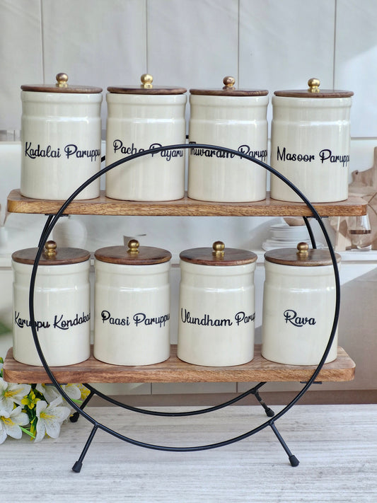 Global Flavor Fusion Paruppu Delight Airtight Ceramic Ring Pipe (1kg) Jar - Tamil