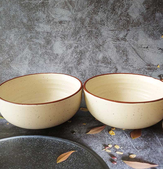 Ceremic Ivory Round Solid Medium Bowls : Grey Pottery