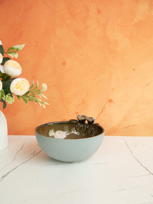 Flora & Frost Glazed Ceramic Server Bowl