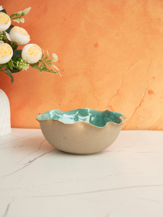 The Coastal Ocean Wavy Ceramic Serving Bowl