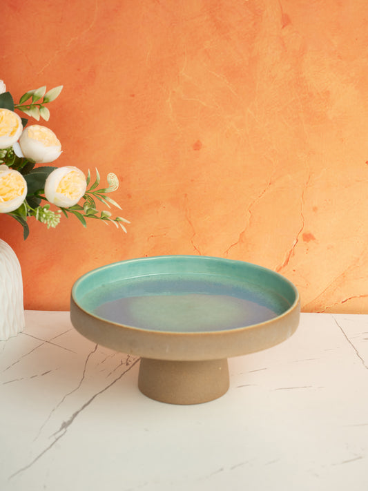 Coastal Speckle Two-Tone Ceramic Cake Stand