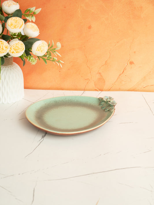 The Artisanal Lotus Glazed Ceramic Serving Oval Platter