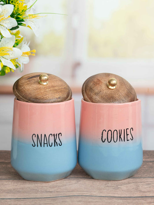 Blush & Blue Coastal Sunset Snack & Cookie Storage Jar Set