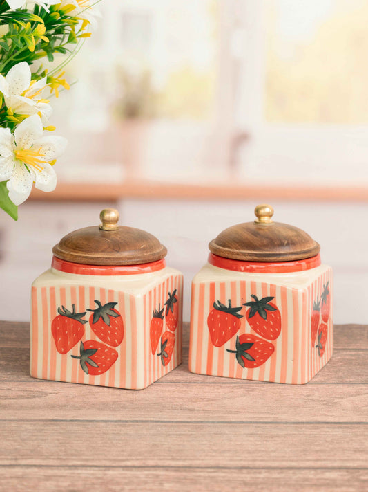 The Strawberry Patch Ceramic Kitchen Containers Jars