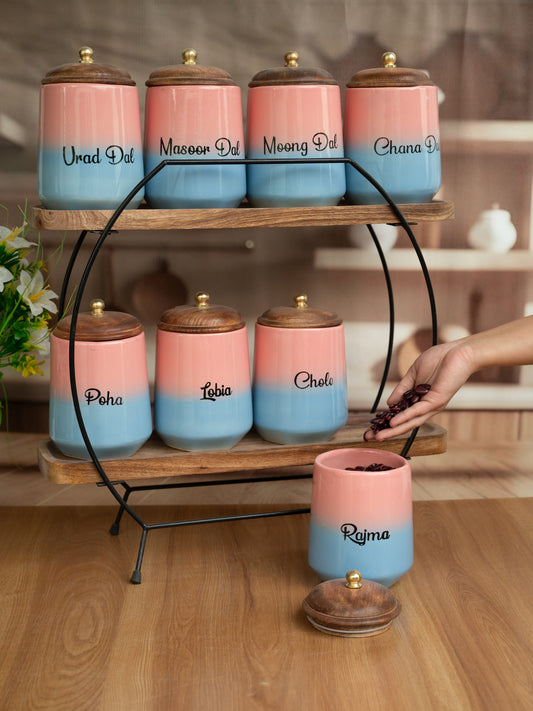 Blush & Blue Indian Jars Kitchen Display Essential Canister Set