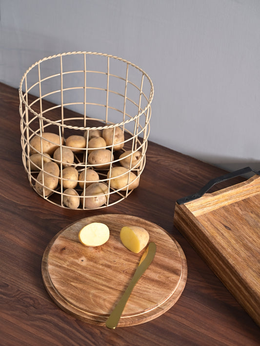 Wicker Kitchen vegetable Basket with chopping board