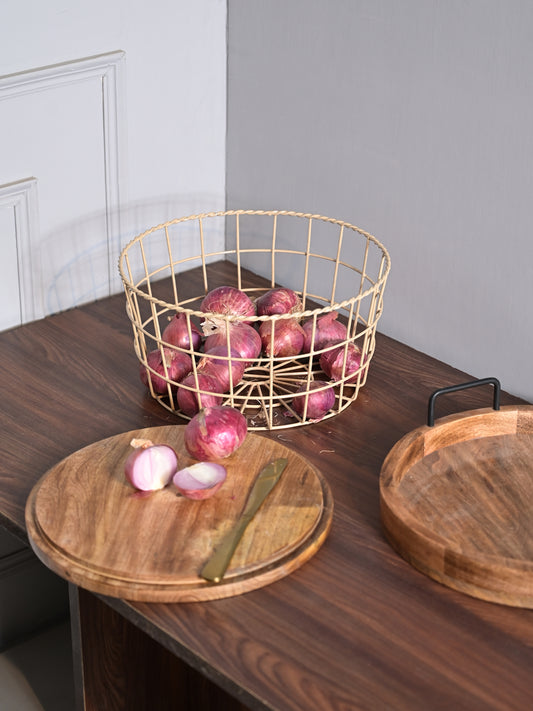 Wicker Kitchen vegetable  Basket with chopping board
