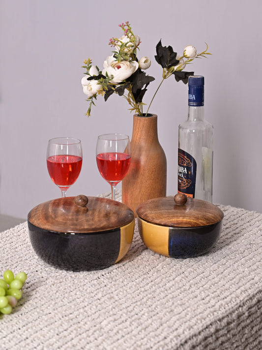 Bumble Buzz Black Designer Ceramic Serving Bowls with lid