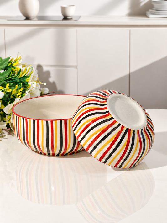 Rainbow Stripe Delight Kitchen Bowl Set of 2