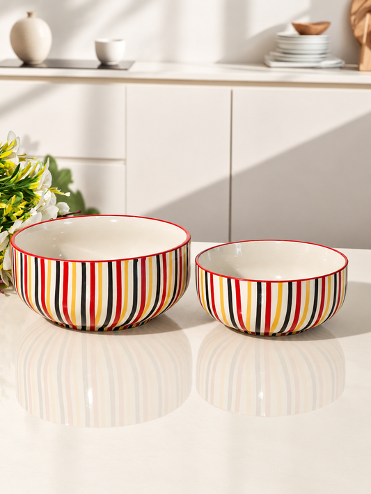 Rainbow Stripe Delight Kitchen Bowl Set of 2