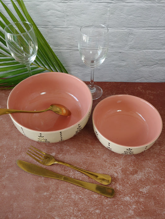 Paisley Damask Pink Hand Painted Designer Ceramic Serving Bowl