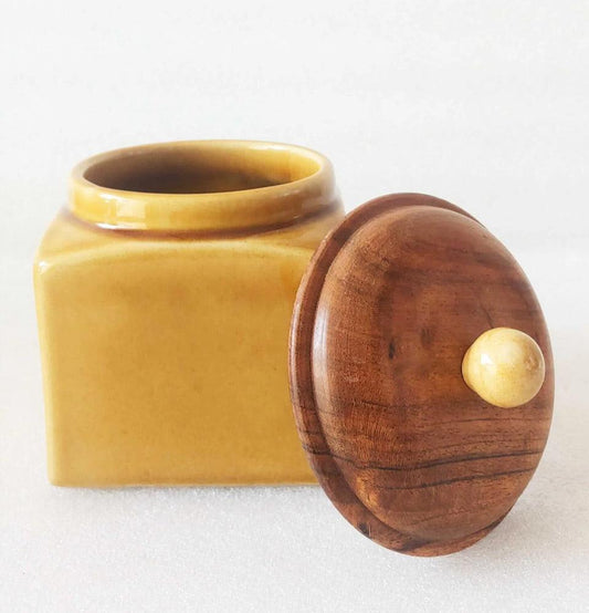 Grey Pottery Honey Square Solid Ceremic Canisters