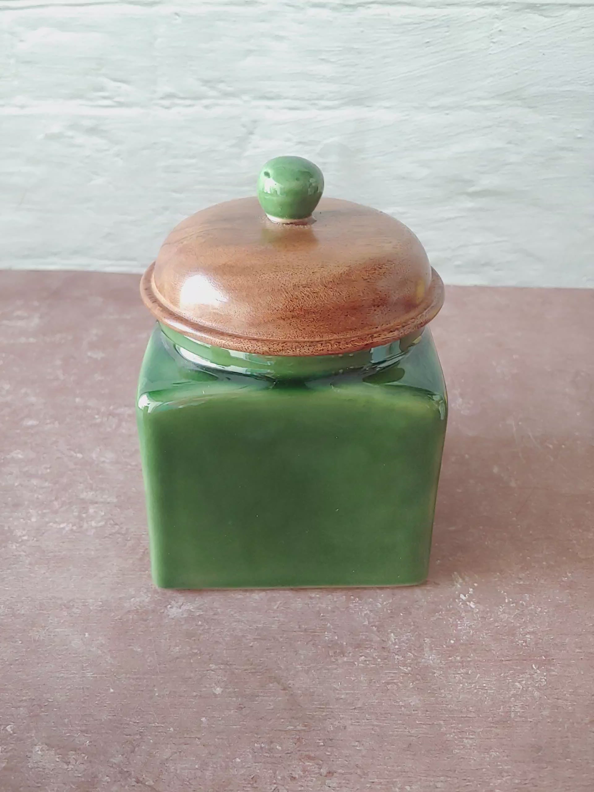Green Ceramic Airtight Container (4" 500ml)