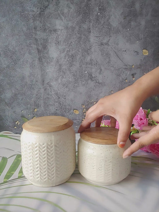 Ivory  Ceramic Airtight Container jar set
