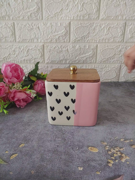 Sweetheart Home Ceramic Airtight Containers with Wooden Lid