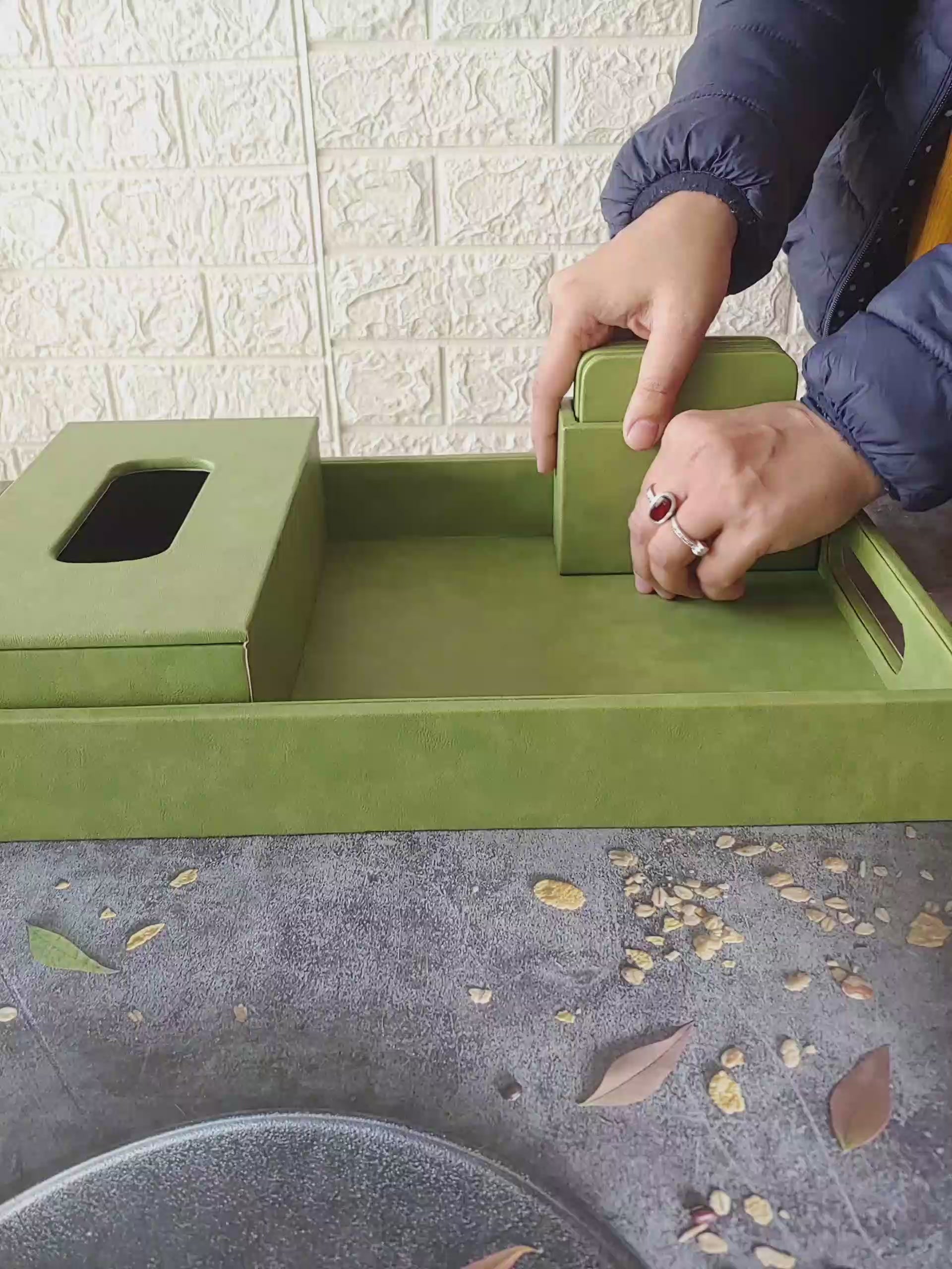 Pistachio Green Premium Leather tissue box