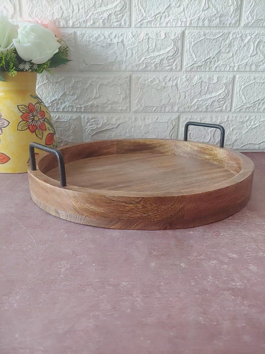 Wooden Serving Tray with Handle   ,12 inches