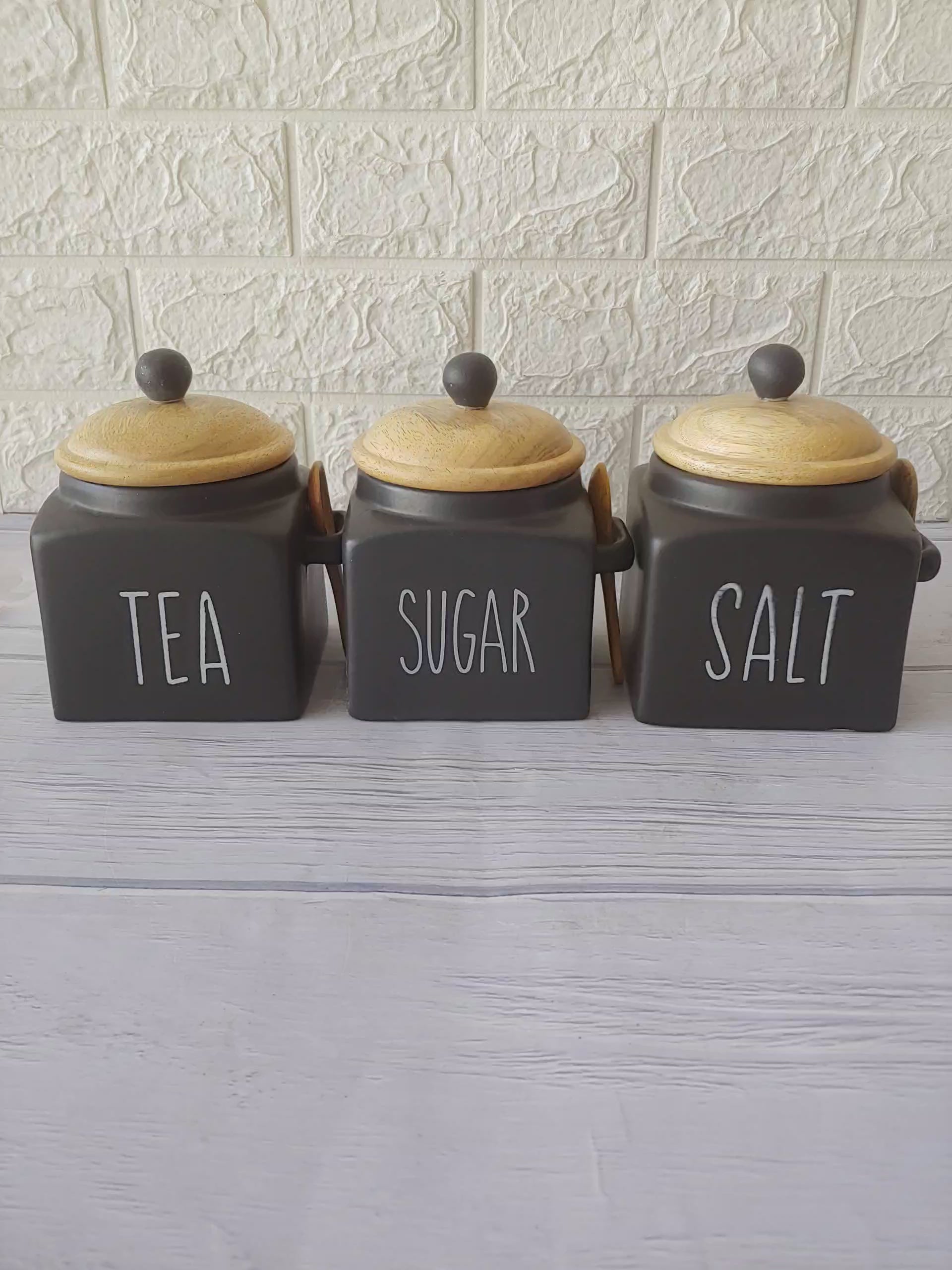 Black Tea  Sugar Salt Ceramic Canisters 500 ml