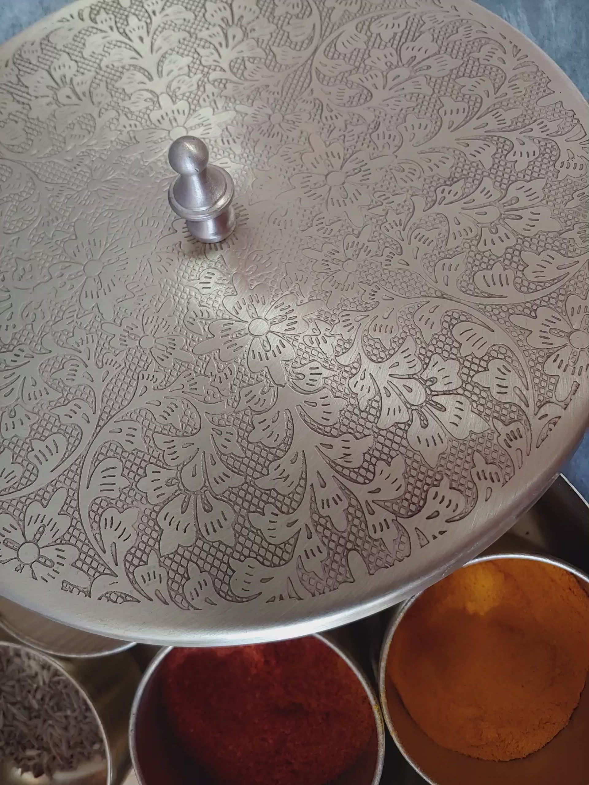 Brass 6" Masala Box with Spoon