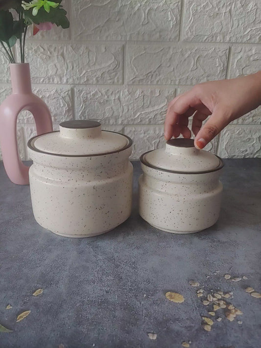 Ceramic black and white  burni Kimchi Pickle Jar Set with lid