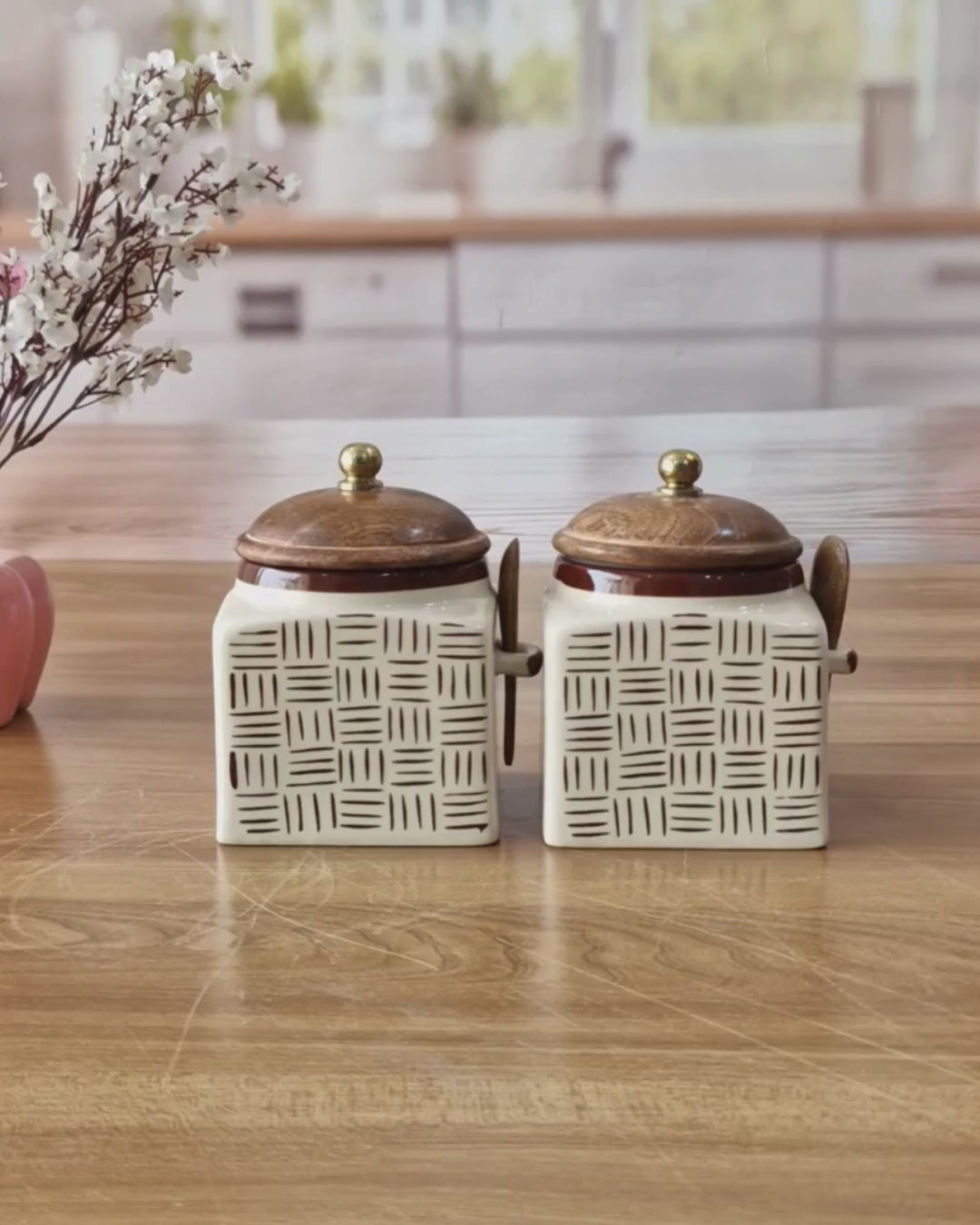 Water Lily  Designs with Love Retreat (1/2 kg)  Airtight  Square Jars with spoon