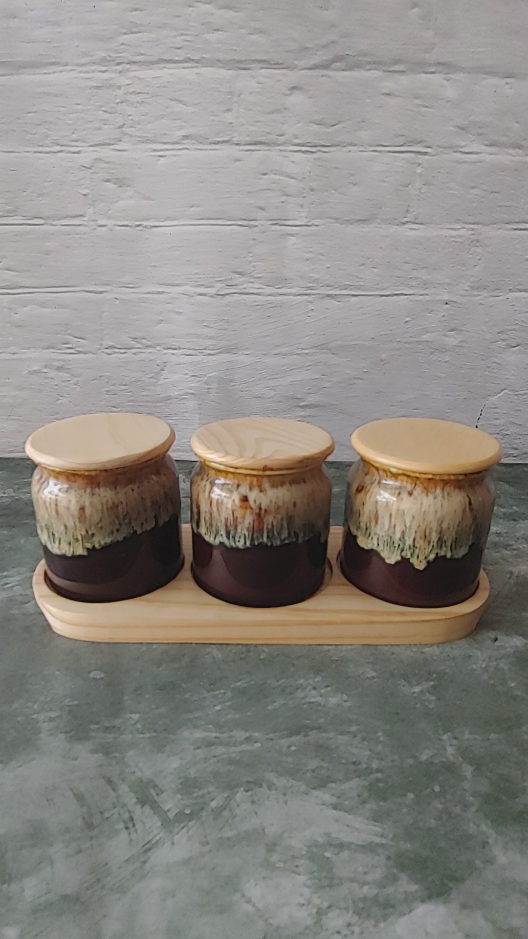 Heritage Harvest Pickle Jar Set with wooden lid and tray