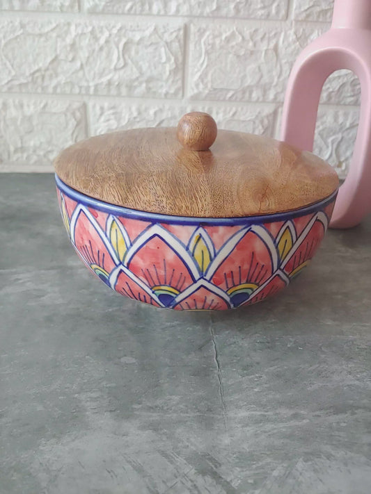 Ceramic handpainted  Round Bowls with lid