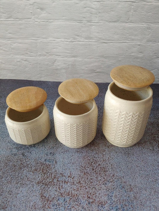 Zig-Zag Pastel White Airtight Storage Jars