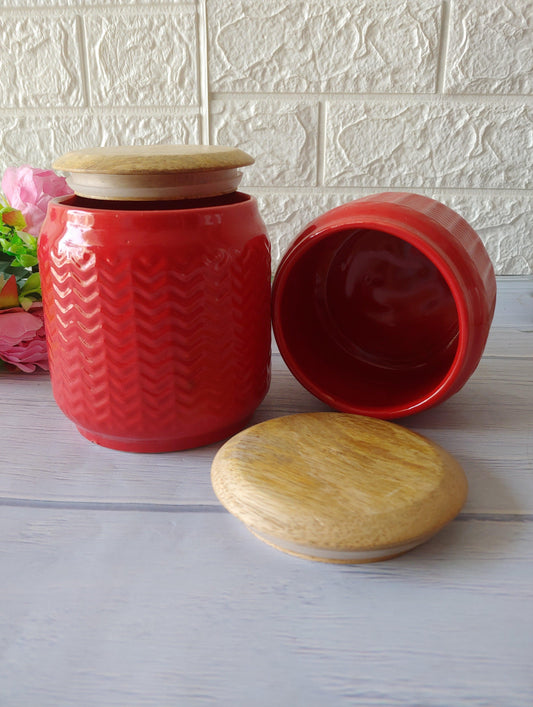 Zig-Zag Pastel Red colour set of 2 Airtight Storage container