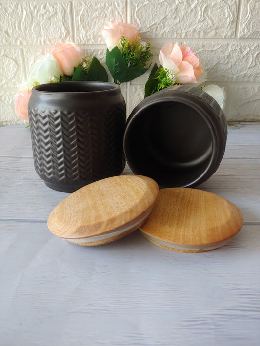 Zig-Zag Pastel black set of 2 Airtight Storage container