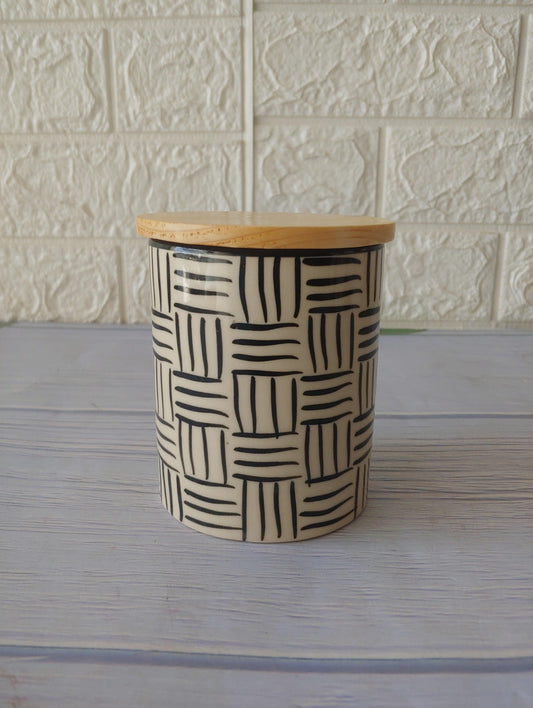 Geometric kitchen storage airtight containers single wooden lid
