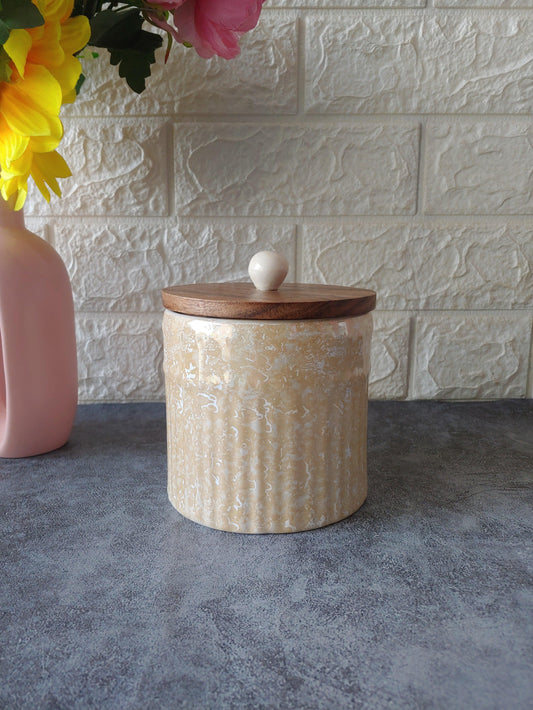 Honey Glow Faceted Airtight Ceramic Storage Jar 1Kg