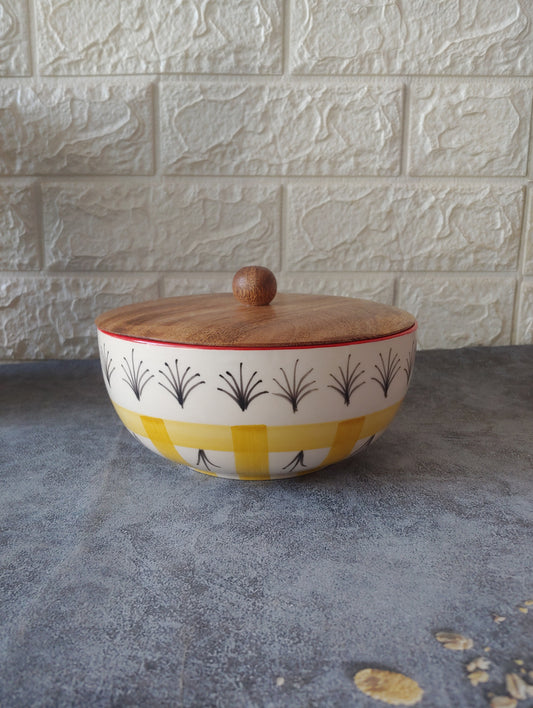 Blossom's Haven Designer airtight  Ceramic Serving Bowls with lid, 600ml