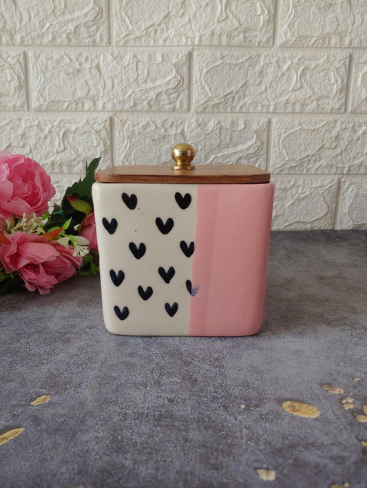 Sweetheart Home Ceramic Airtight Containers with Wooden Lid